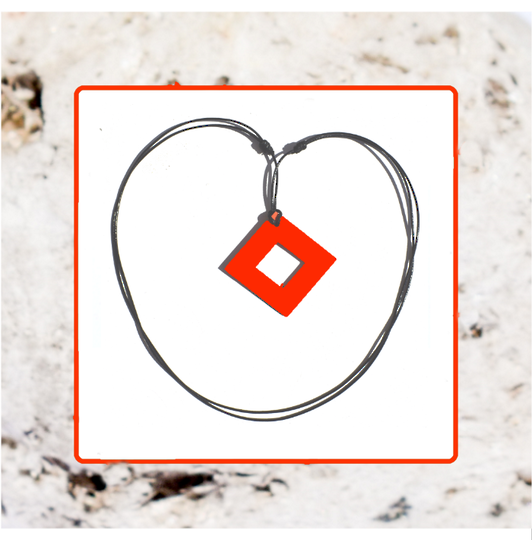 Macrocarpa Orange Square Cut Pendant and Cord